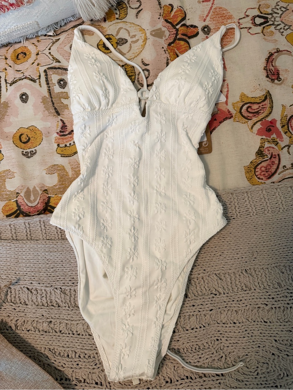 Berlook White Textured One-Piece Swimsuit